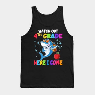 Watch Out 4th Grade Here I Come Dabbing Shark- Back To School Tank Top